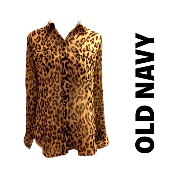 Leopard Print Button Down Blouse - Picture 2 of 5